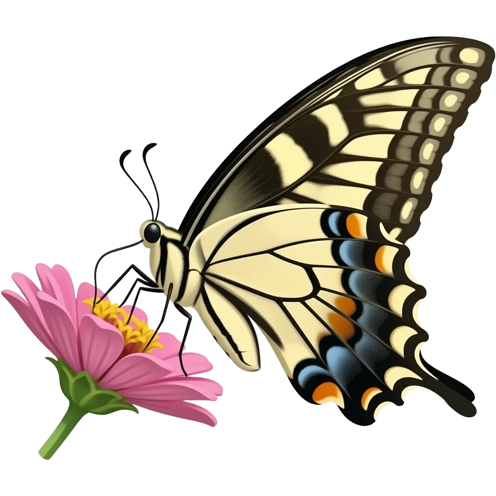 butterfly chasing a pink flower emoji