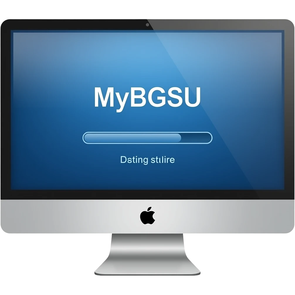 Computer with MyBGSU loading screen emoji