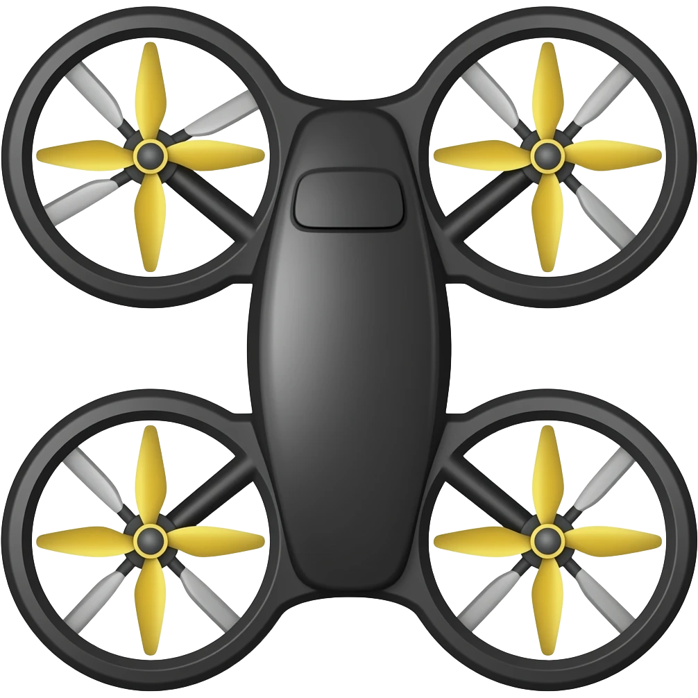 e black pfv drone with yellow propellers. also knows as a quadcopter. emoji