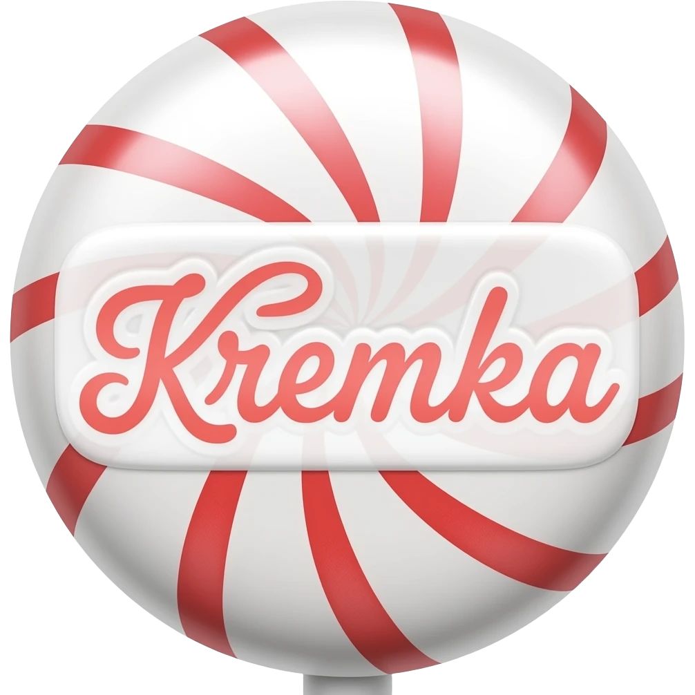 Круглая конфета леденец белая с красными полосками «кремка» emoji