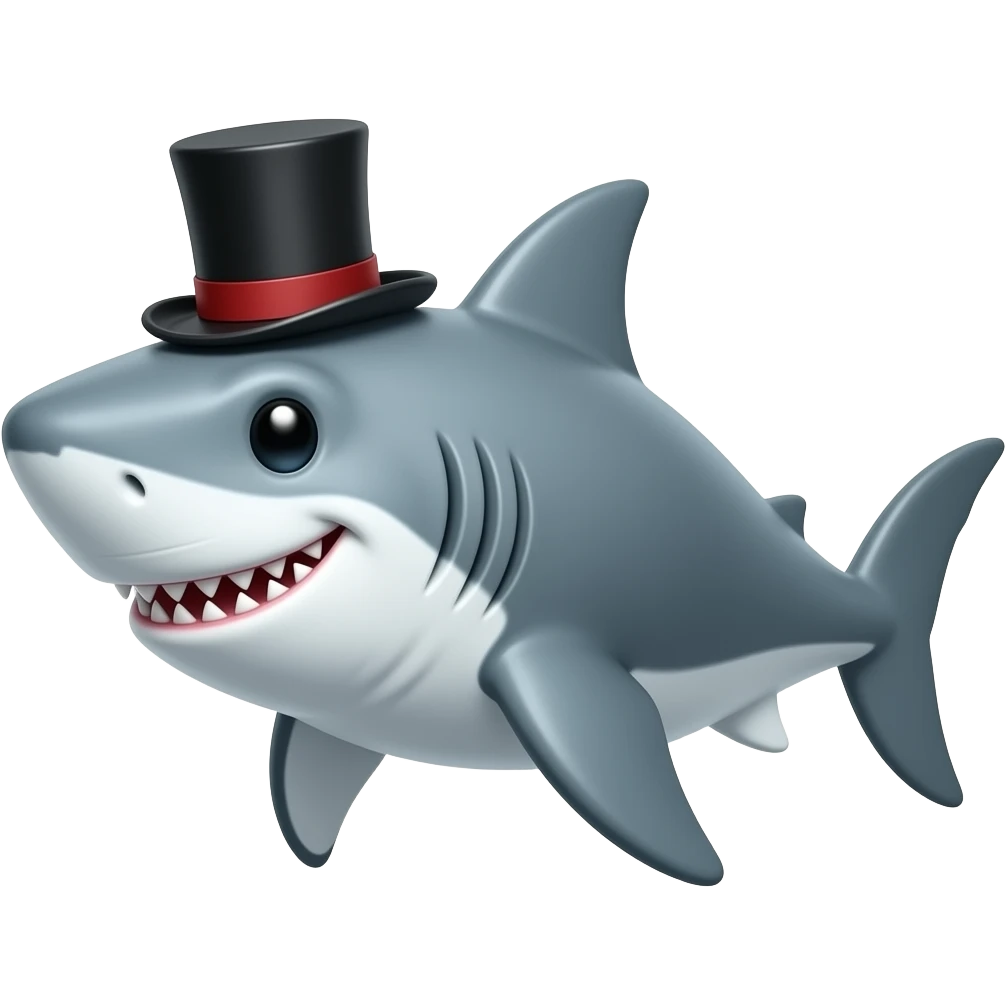 Shark with a top hat emoji