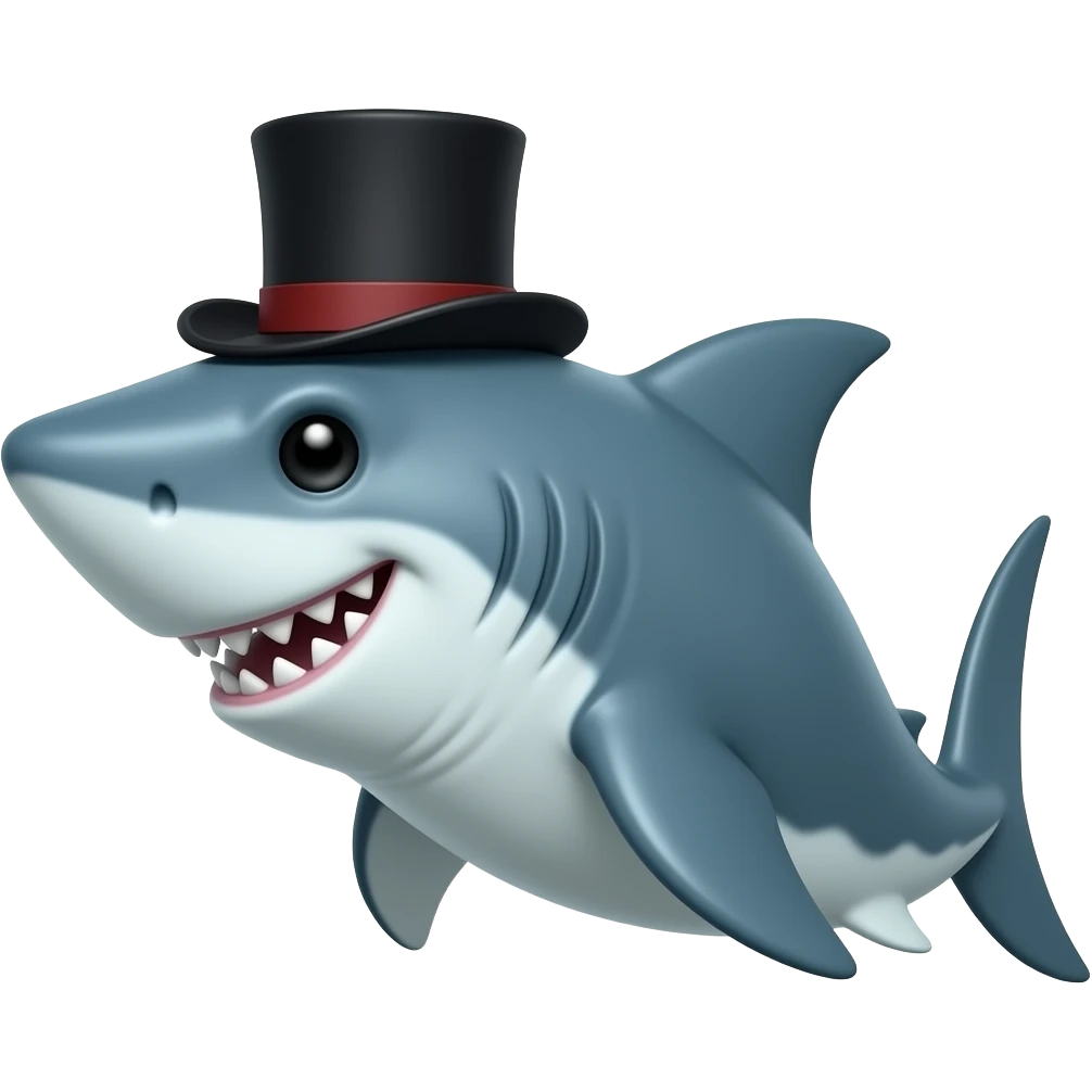 Shark with a top hat emoji