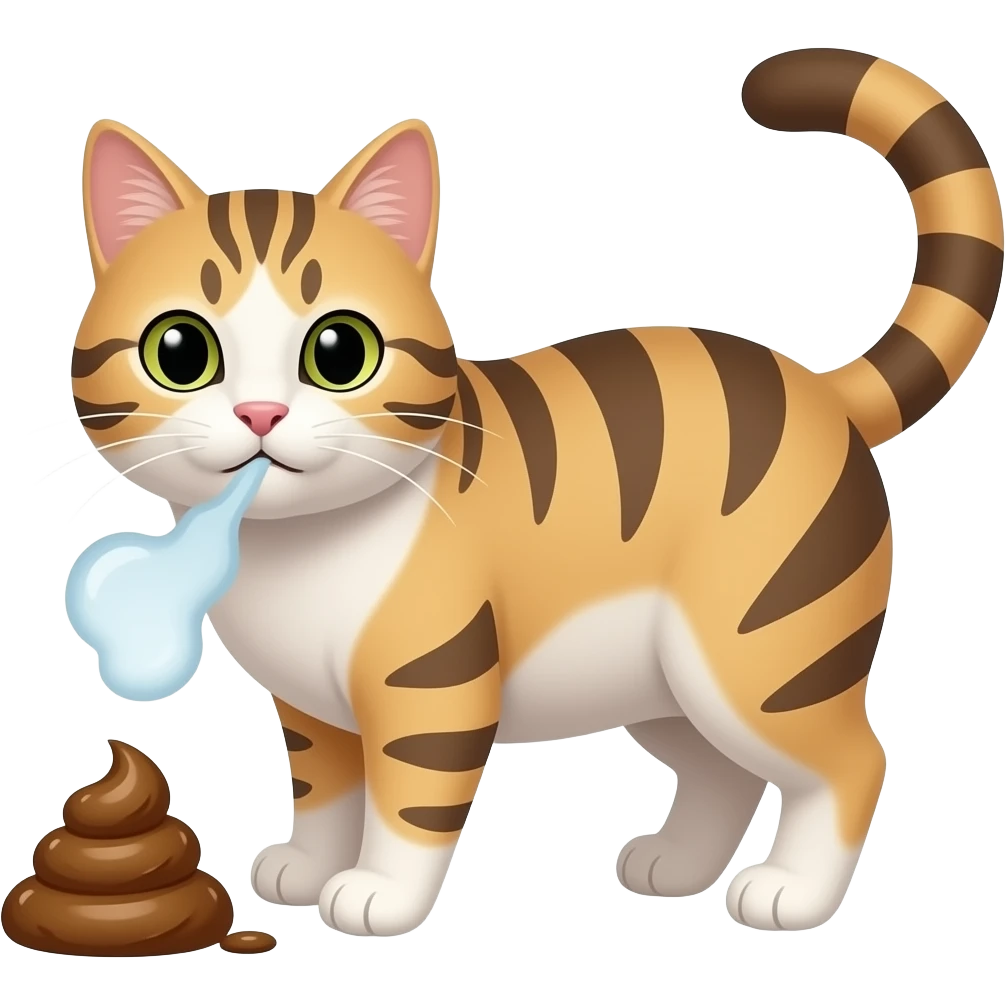 poop on cat and a fart coming out emoji