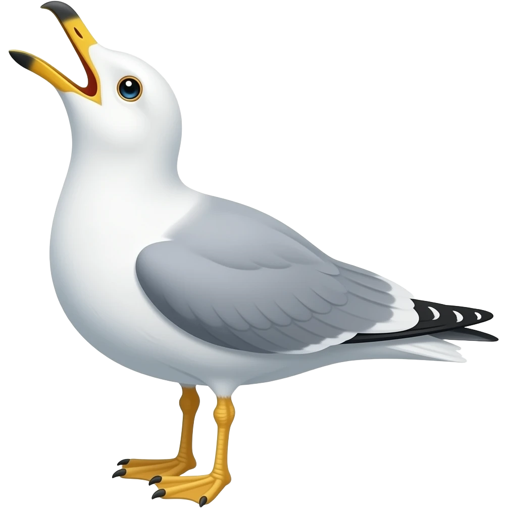 кричащая чайка, запрокинувшая голову назад emoji