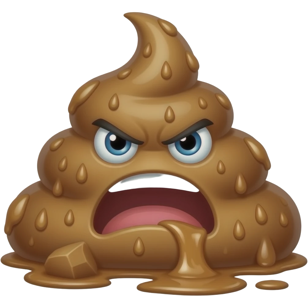 wet diarrhea liquid poop with chunks gross with angry face emoji