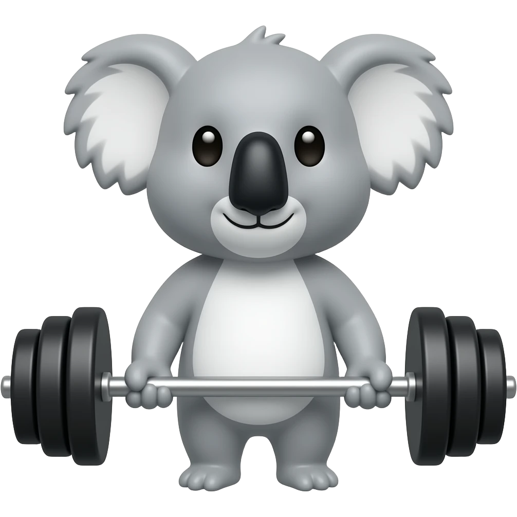 Koala lifting weights emoji
