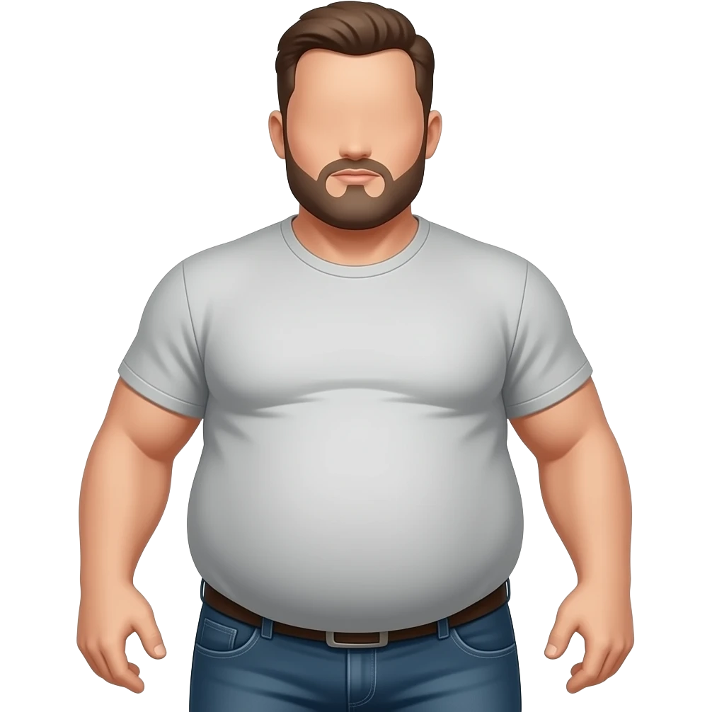 Männlicher Körper mit dicken Bierbauch, Brust, Bauch Arme, Hüfte, Mund und Kiefer sollen zu sehen sein,  Gesicht nicht emoji