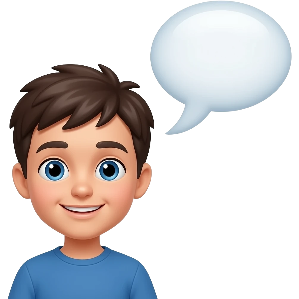 Boy with a speaking bubble above her emoji