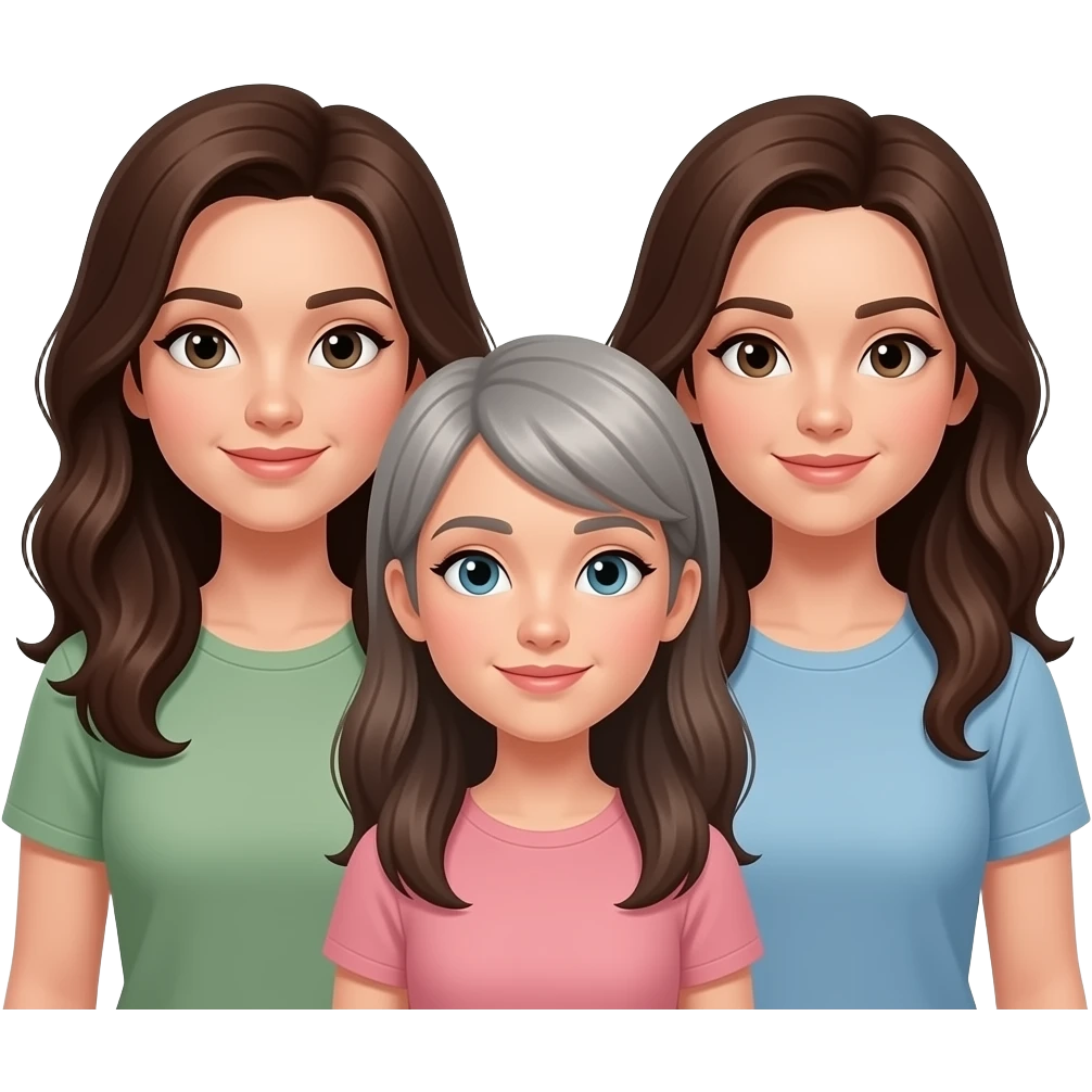 3 sisters 2 brunettes 1 shorter grey hair emoji