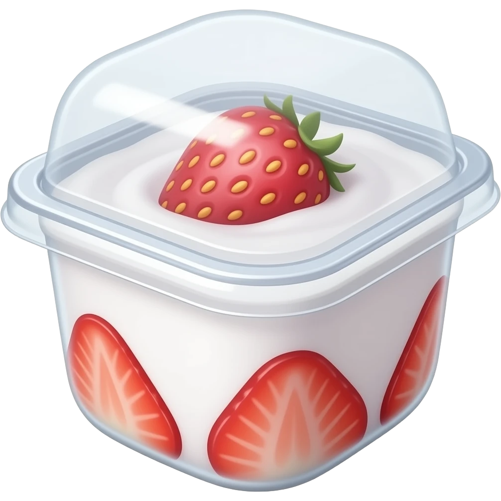 Container of strawberry yogurt emoji