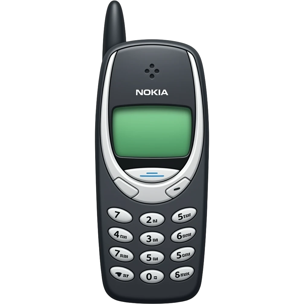 a 1980's style nokia mobile phone with antenna emoji