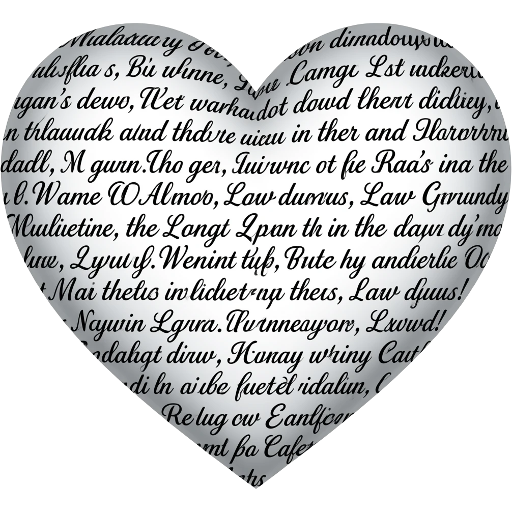 LAW being written on a heart with a fancy pen emoji