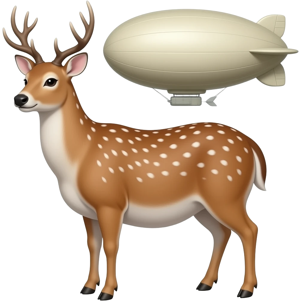 A female deer’s stomach gets massively large,turns in a giant living blimp,her bellybutton is popped so now it is an outie navel,she ate too much,now the deer/doe is obese. emoji