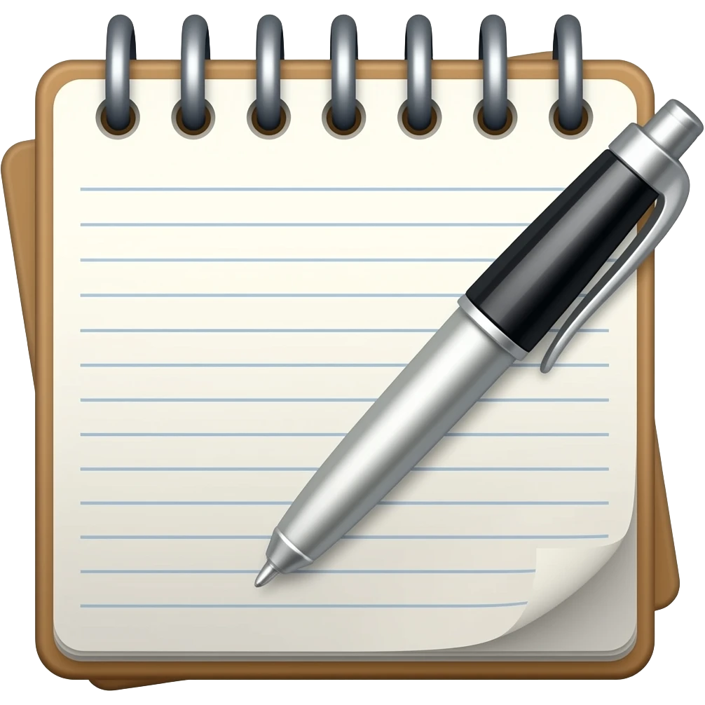 notepad with a pen emoji