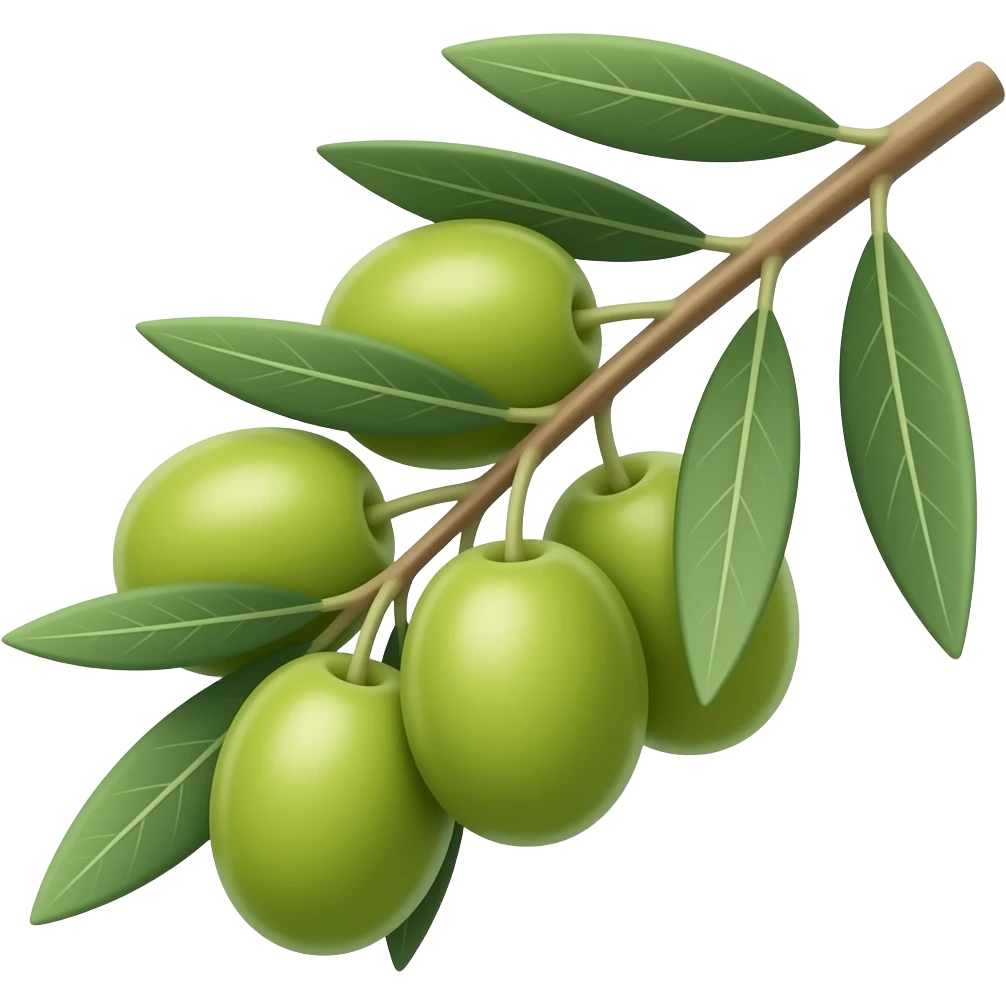 Olives on a branch with leaves emoji