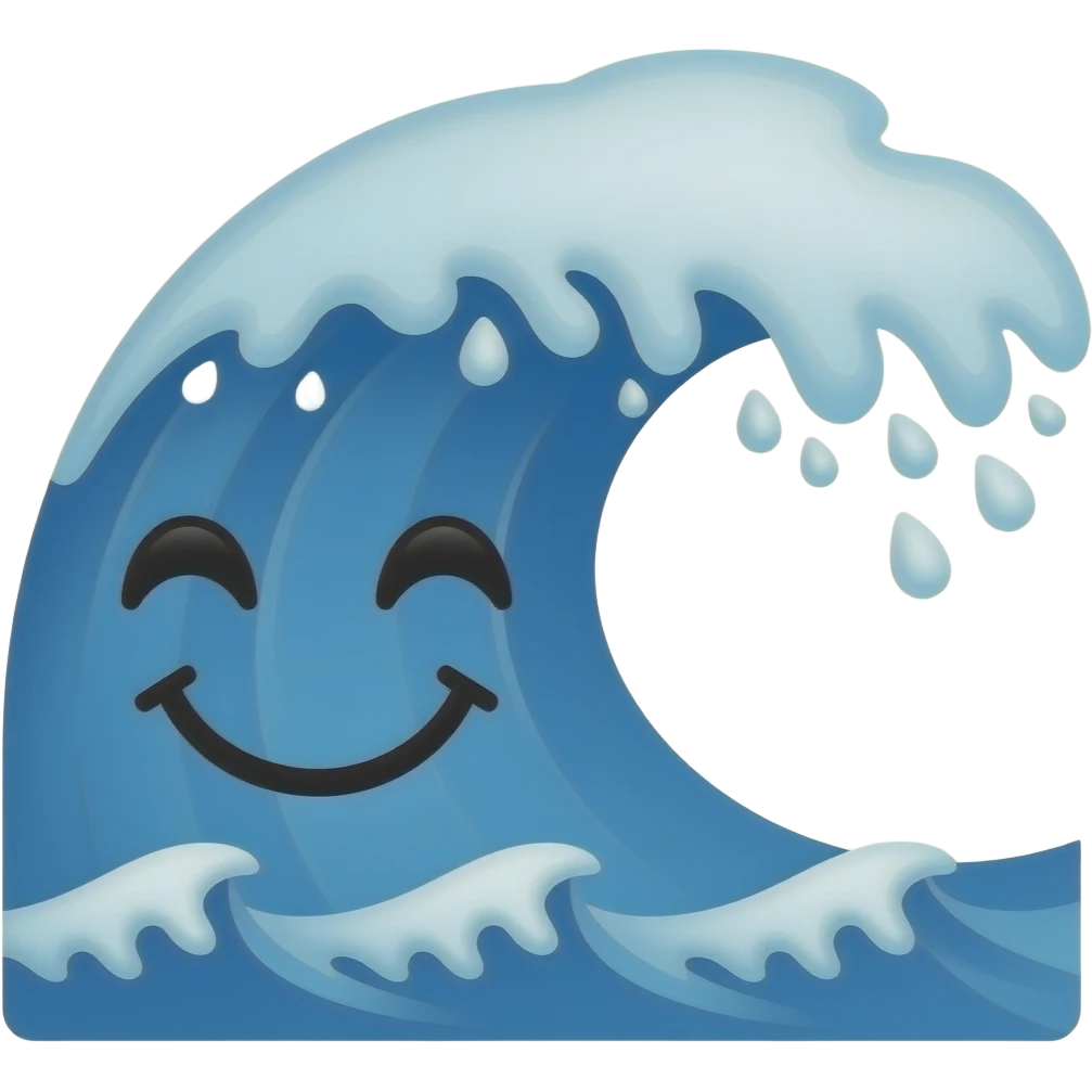 Un tsunami con cara feliz emoji
