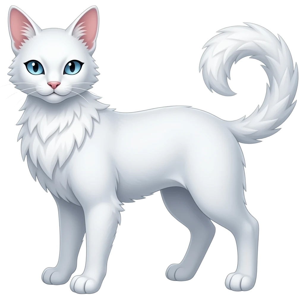 White tall thin feathery elegant litten-absol-Pygmy-Abyssinian-Oriental-albino-Fakemon-feline emoji