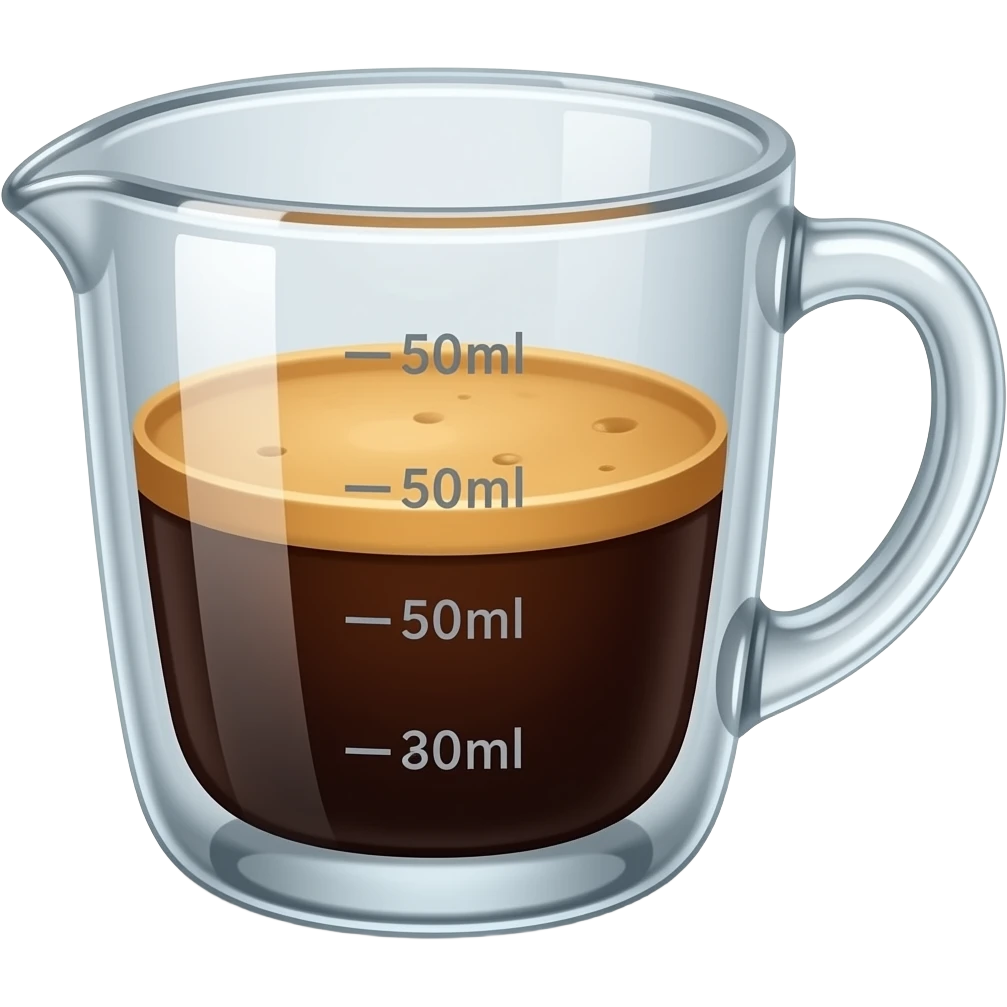 one espresso in a ruler cup, cup max 50ml, cafe is 30ml, is should be a emoji emoji