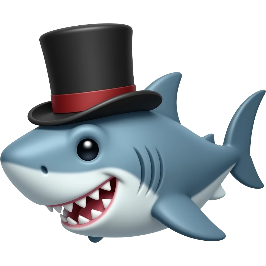 Shark with a top hat emoji