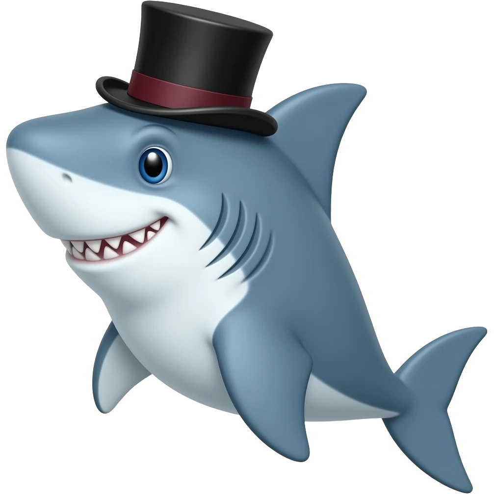 Shark with a top hat emoji