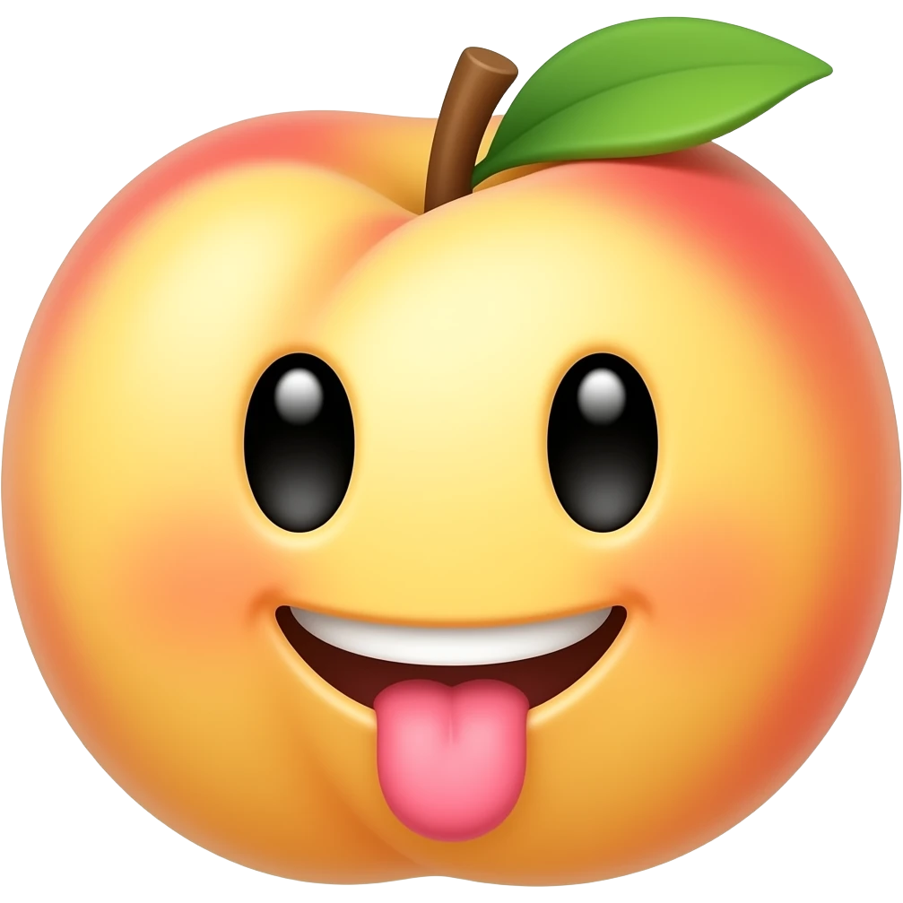Una cara de emoji lamiendo un durazno emoji
