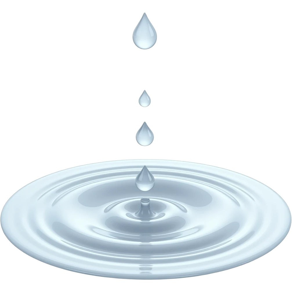 Multiple White Droplets dropping into a white puddle Tc emoji