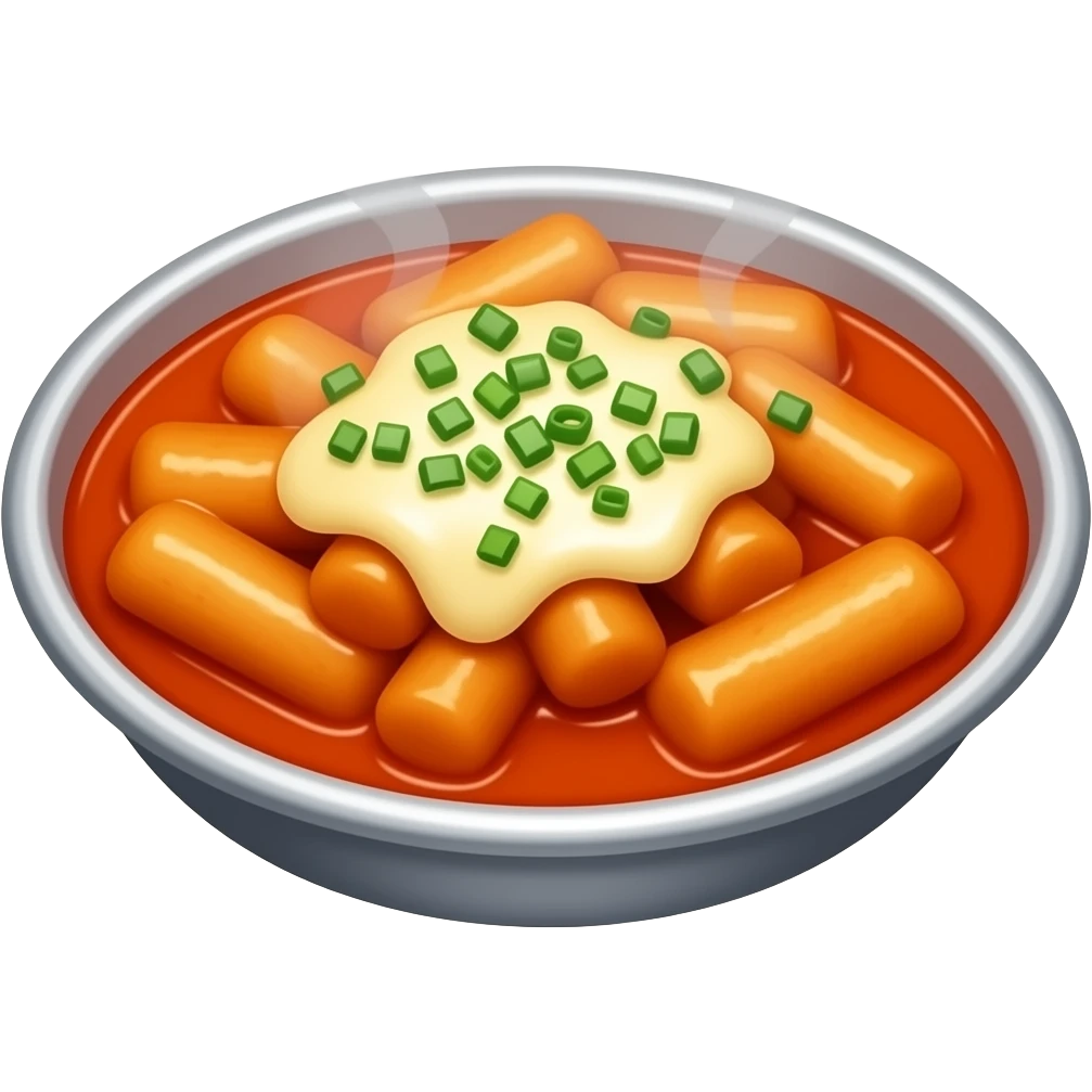 korean tteokbokki with melted mozzarella cheese emoji