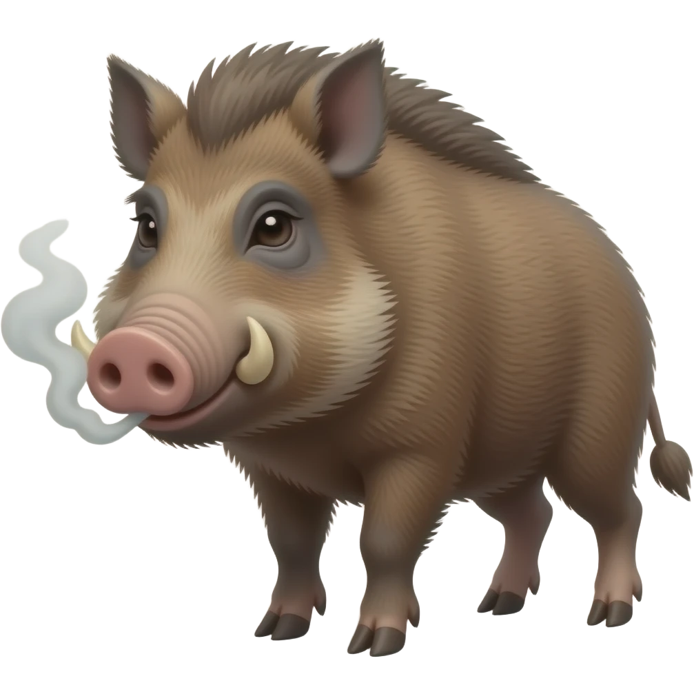 Boar with blown up head and having smoke in it emoji