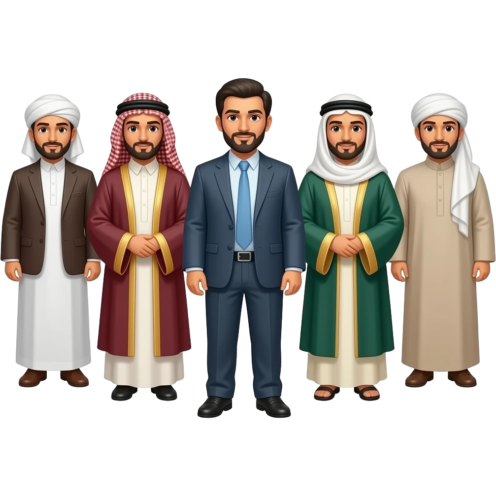 A group of people from the middle east with thought bubbles above their head. All of the thought bubles say "I know God" emoji