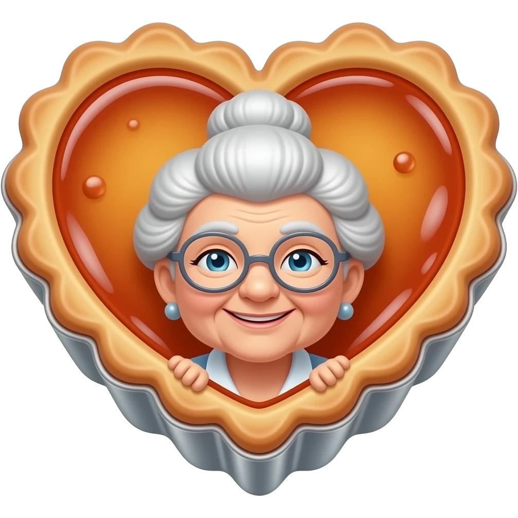 3D chrome luxury grandma heart shaped pastry pie with jam minimalist style emoji