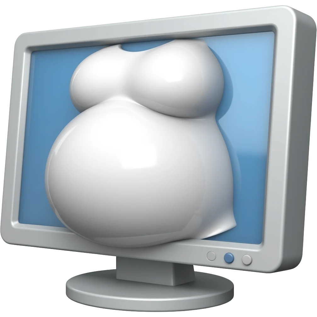 a flatscreen pc monitor has a big belly forwards like its pregnant emoji
