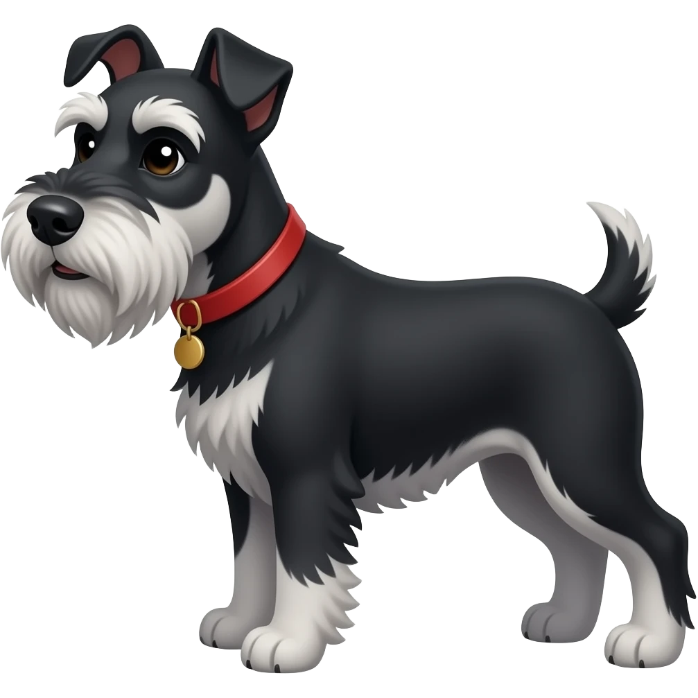 black schnauzer dog with short ears and very short tail emoji
