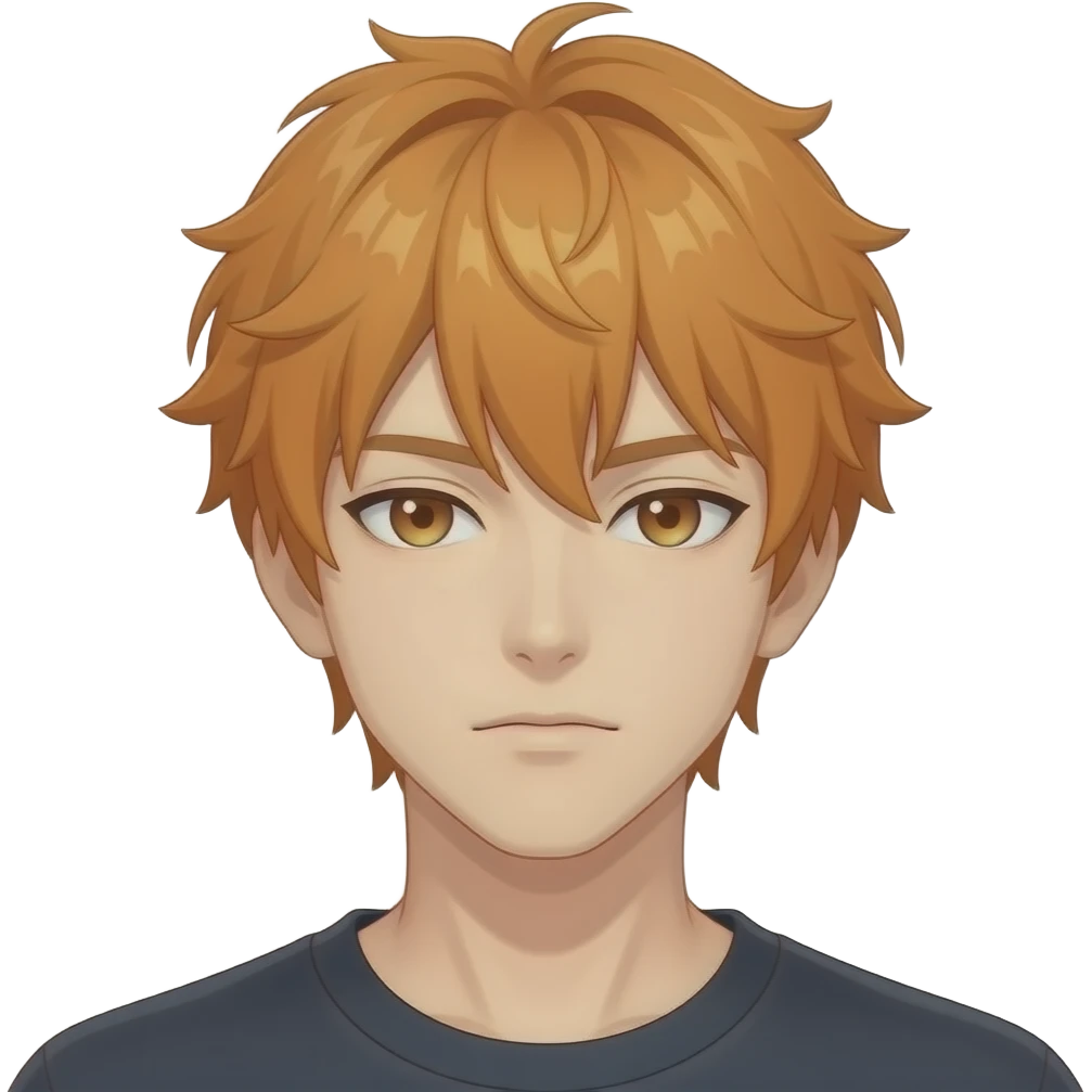 give me a white anime guy with ginger hair and make him look cool emoji