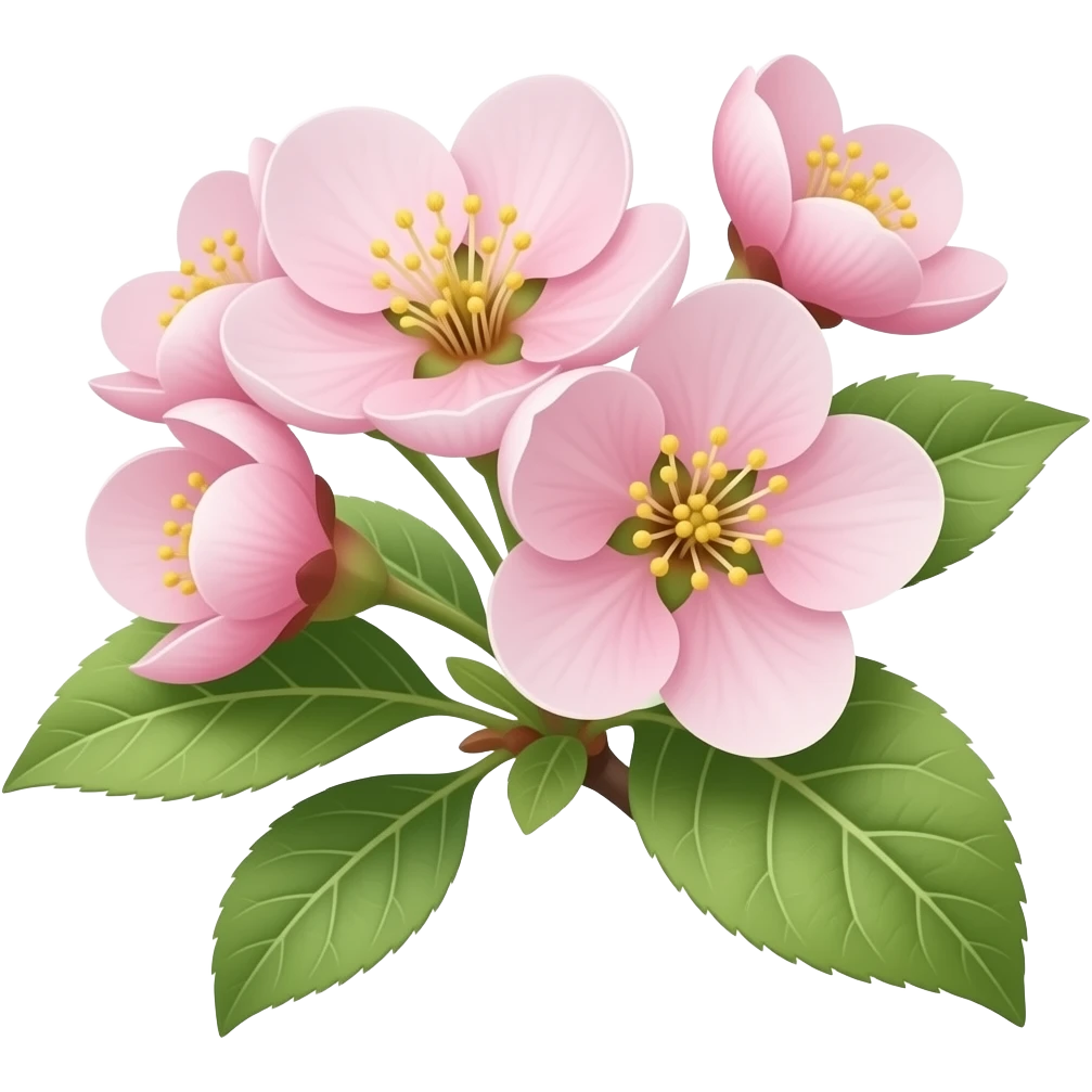 нарисуй цветение Chaenomeles japonica Maulei на ветке emoji