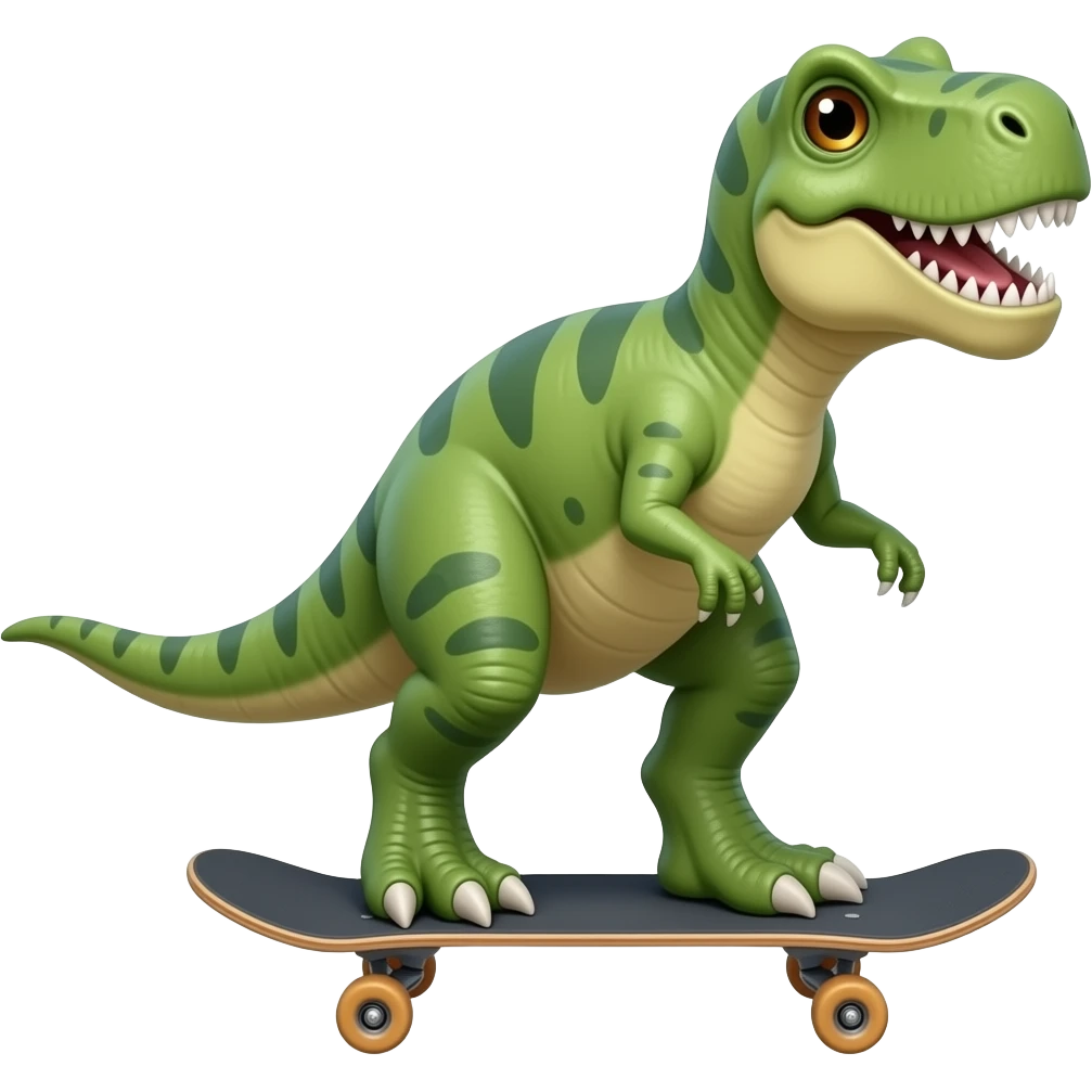 Dinosaur on a skateboard emoji