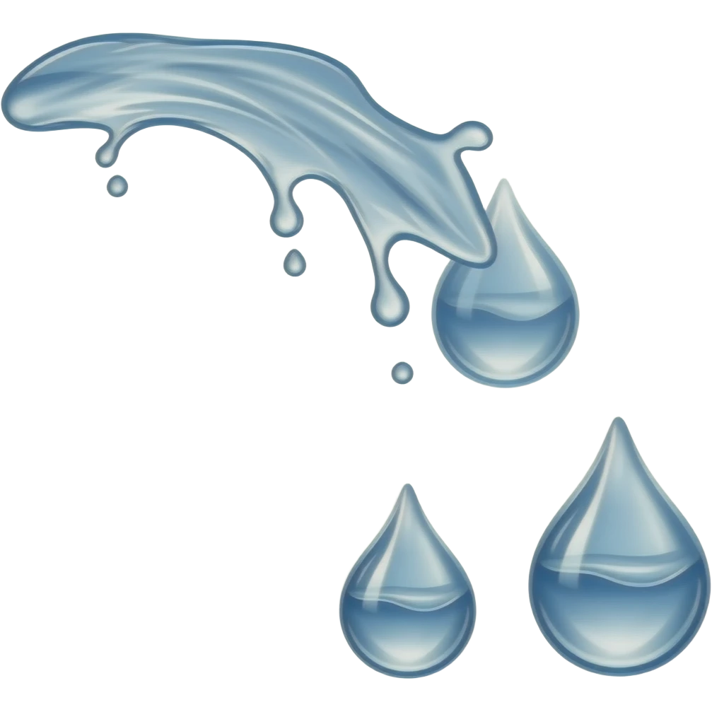 large three drops of splashing water (the source from the upper left corner bends and points downwards to the right) emoji