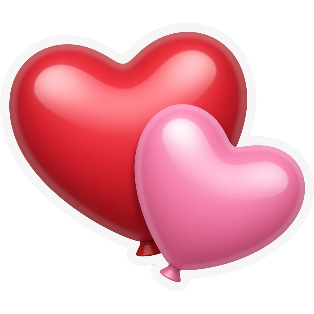 Pasted red and pink heart balloons emoji