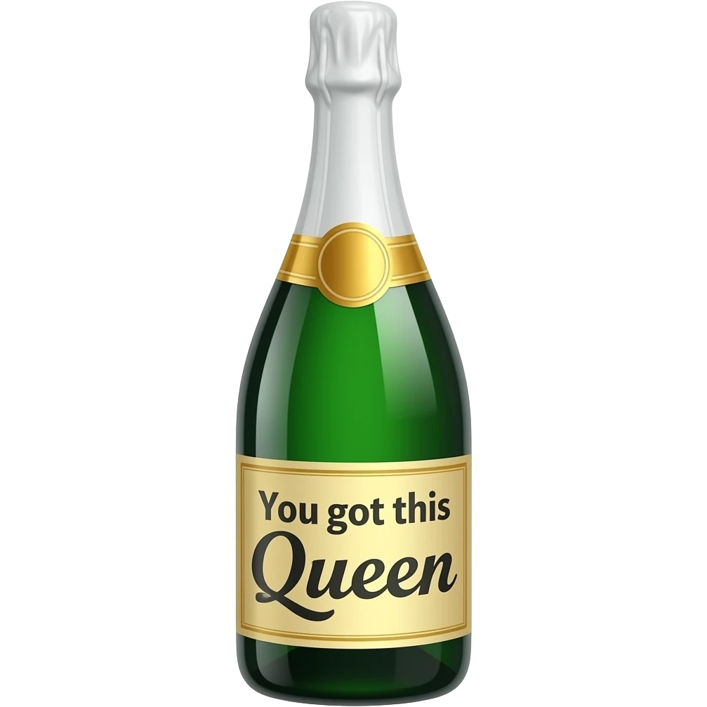 a popped champagne bottle with the words You got this Queen emoji