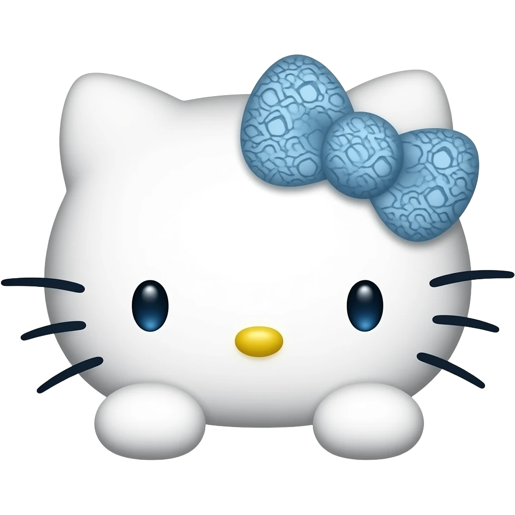 hello Kitty head with blue lace on the bow with with front paws emoji