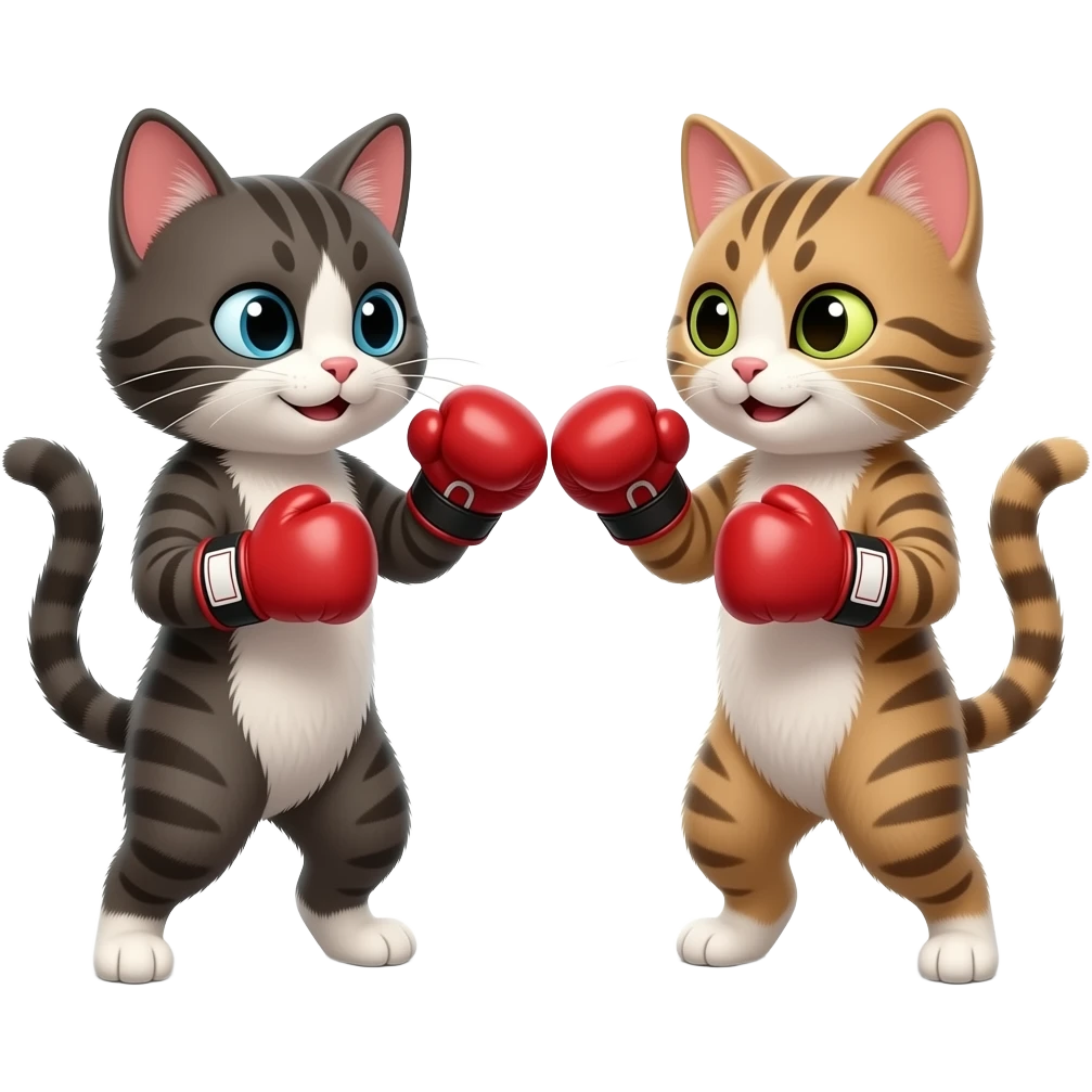 2 cats boxing with boxing gloves emoji