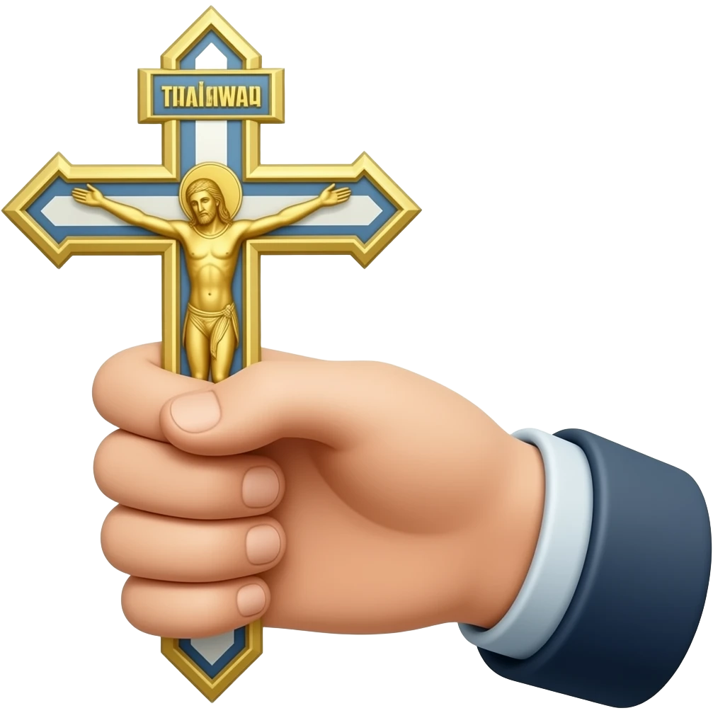 Hand holding Greek Orthodox cross emoji
