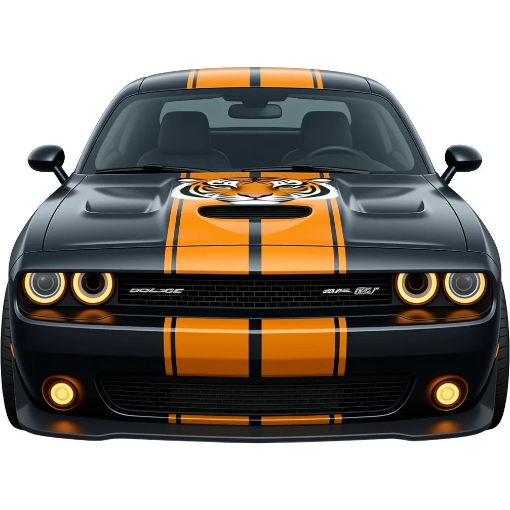 Tiger themed dodge challenger with eyes emoji