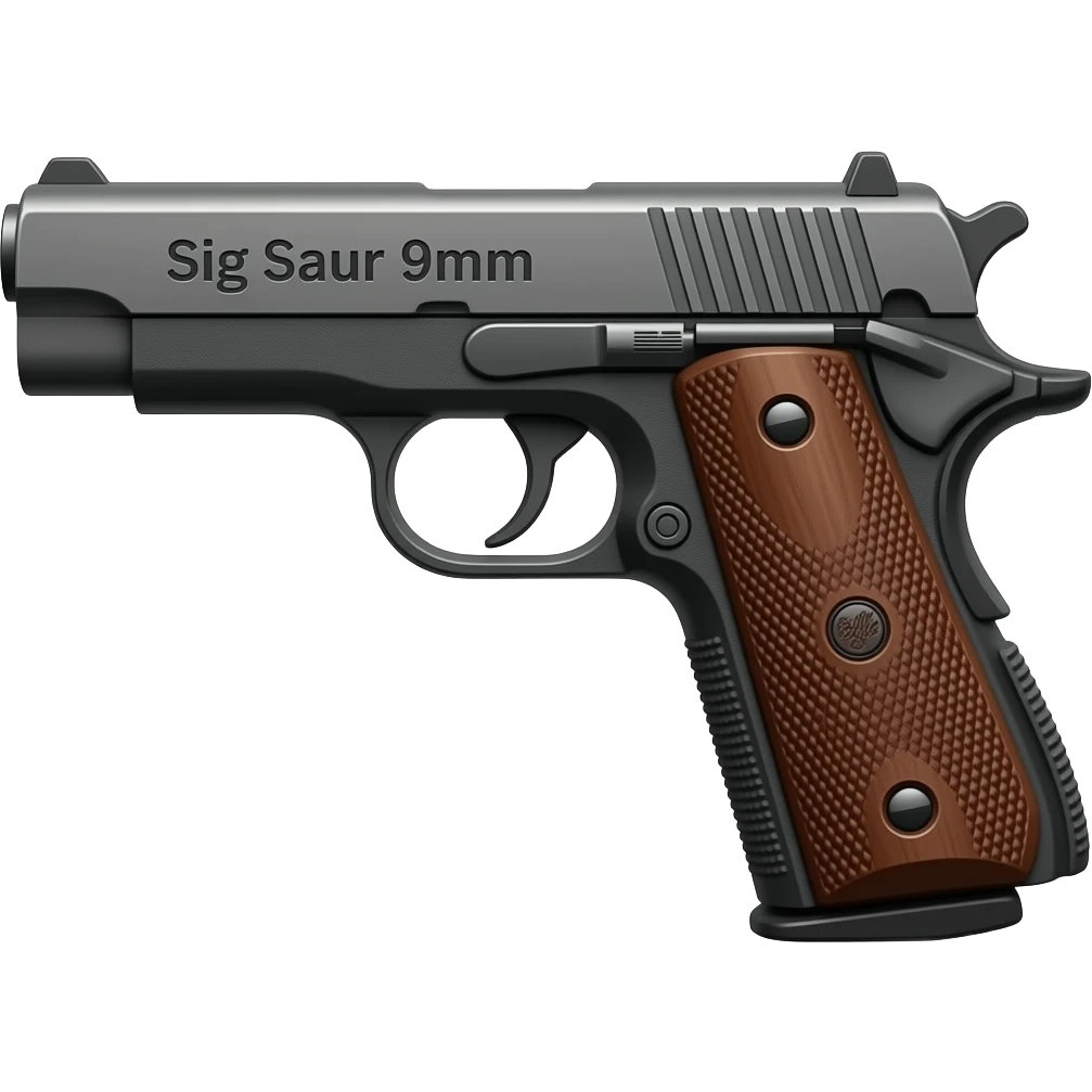 Make the sig saur 9mm pistol and add the name "Sig Saur 9mm" on the barrel . Make the name darker. emoji