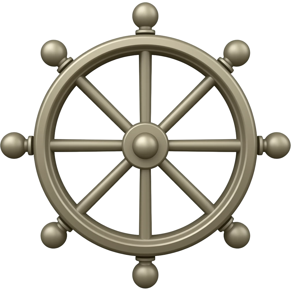 Mahoraga's wheel with 8 spokes and sphere handles and the wheel is not very fat, it doesn't have any other Ancient parts, doesn't have any little Circles or the spokes inside are Smooth, and the spokes outside are long, but not very long and handles needs to be smooth sphere, even the inside one emoji
