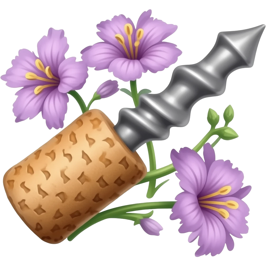 Sharp cork Screw with violet flowers emoji