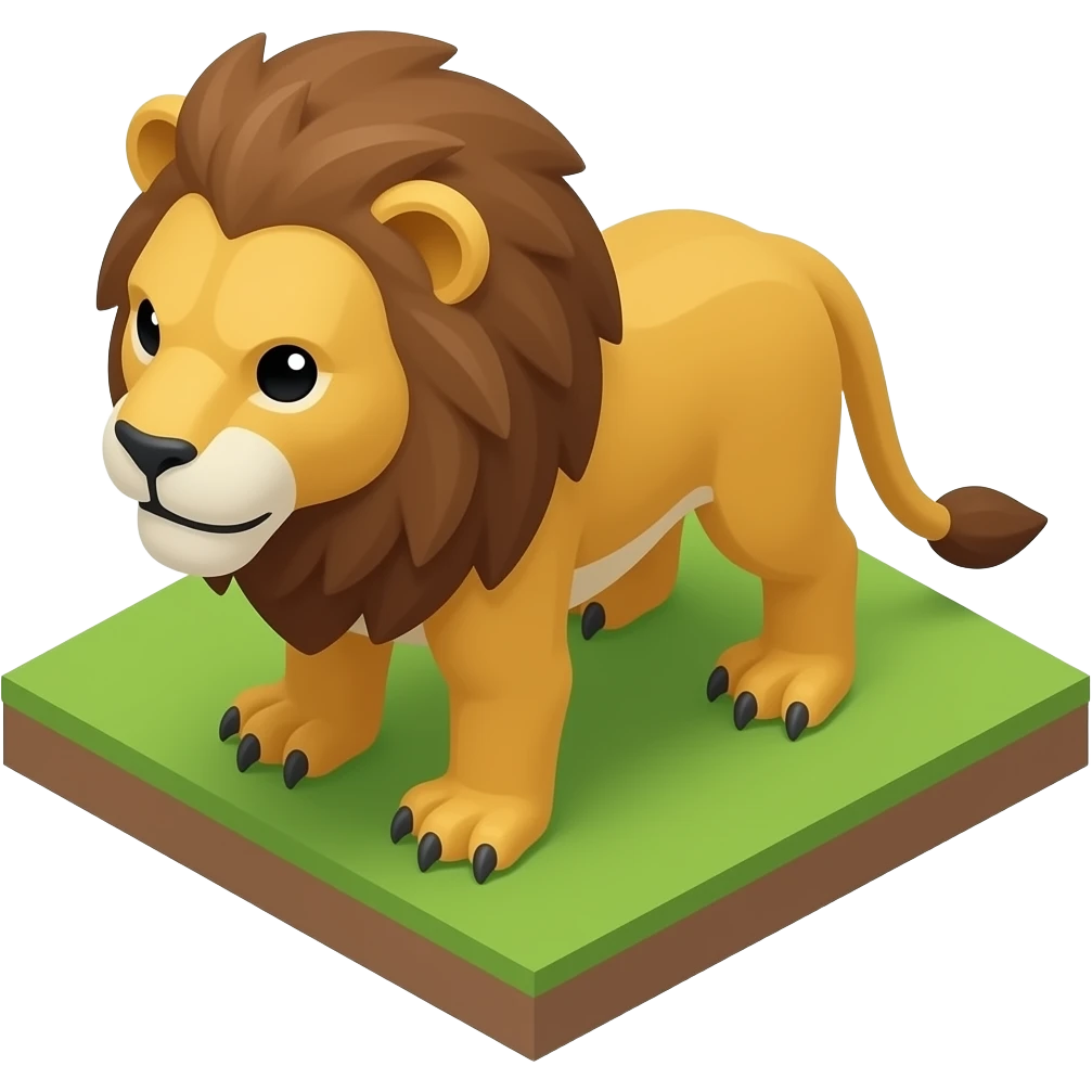 lion + eagle → combined into one creature, bird perspective top-down isometric game unit, realistic readable silhouette, mobile game style, single anatomy, large head, simplified details, recognizable at 64x64, emoji color language, transparent background emoji