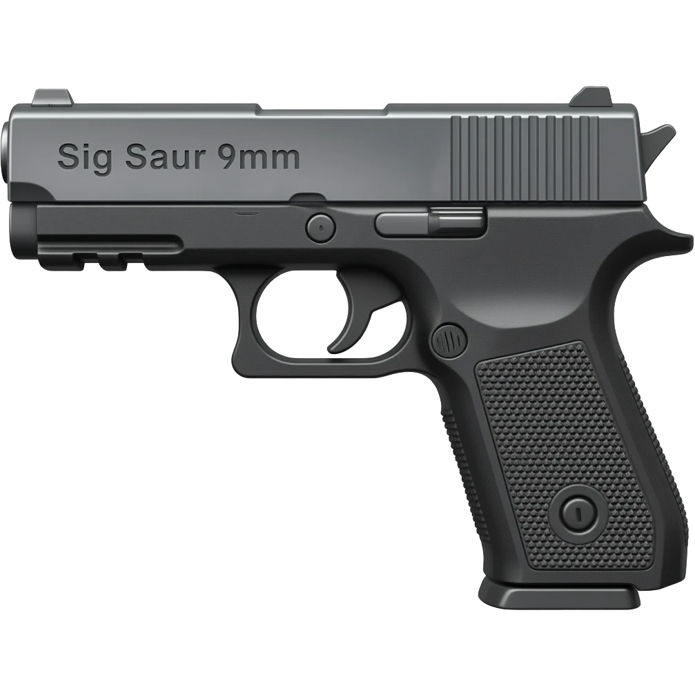 Make the sig saur 9mm pistol and add the name "Sig Saur 9mm" on the barrel . Make the name darker. emoji