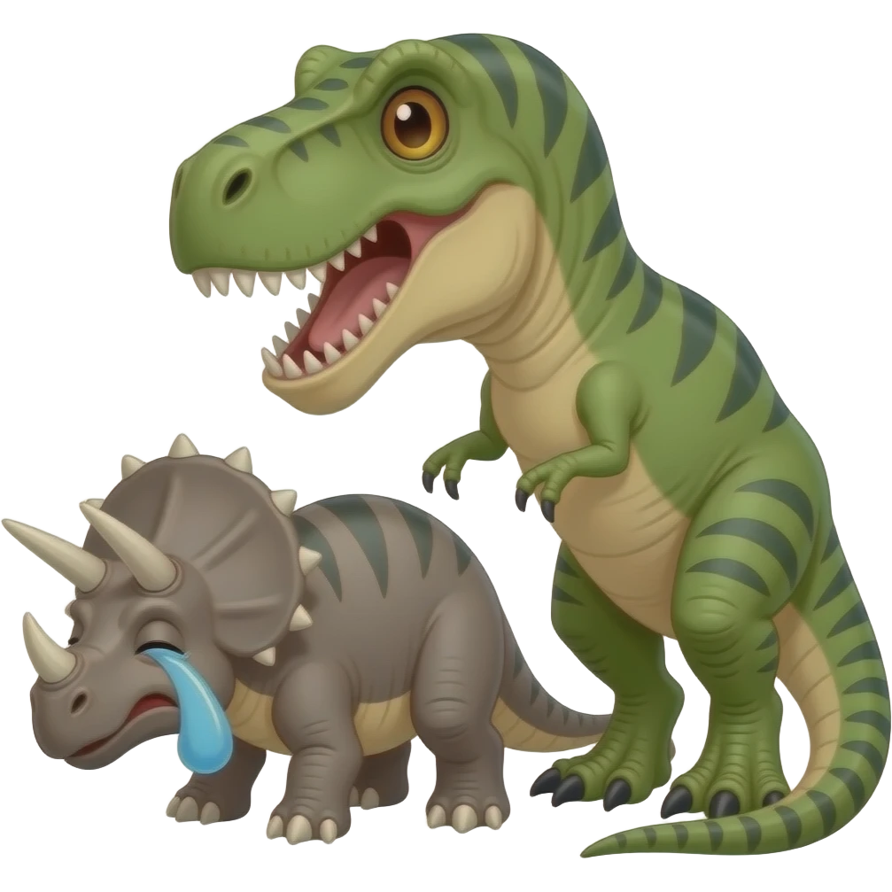Triceratops pokes T. rex and makes him cry emoji