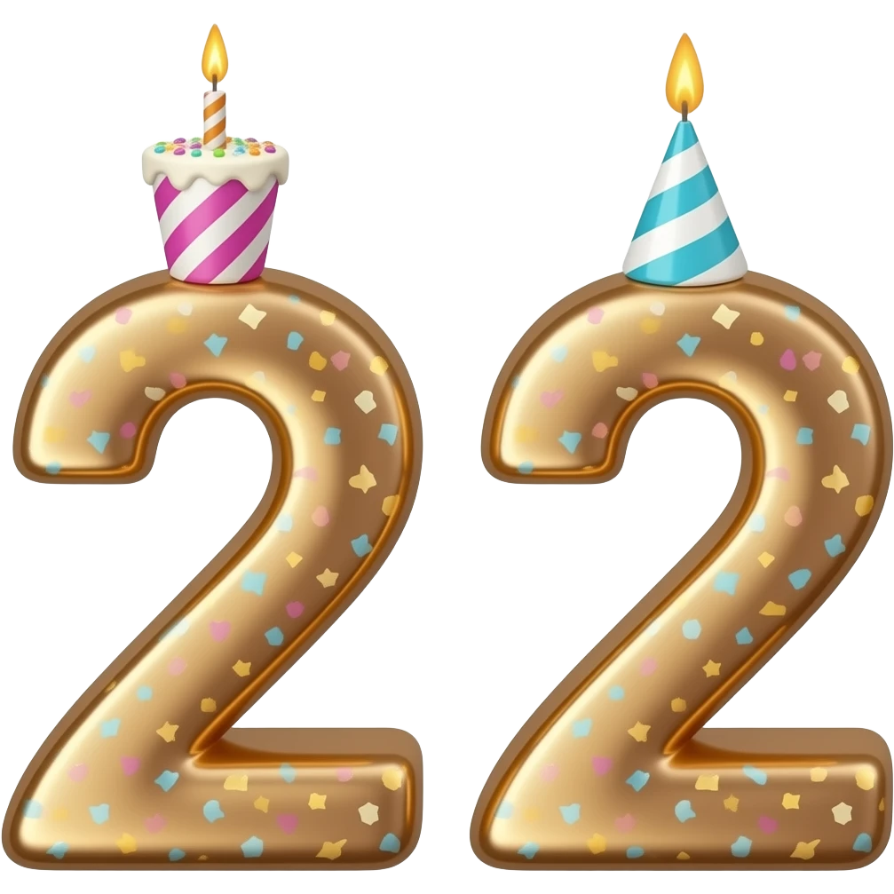 number  22 and a birthday cup on that number emoji