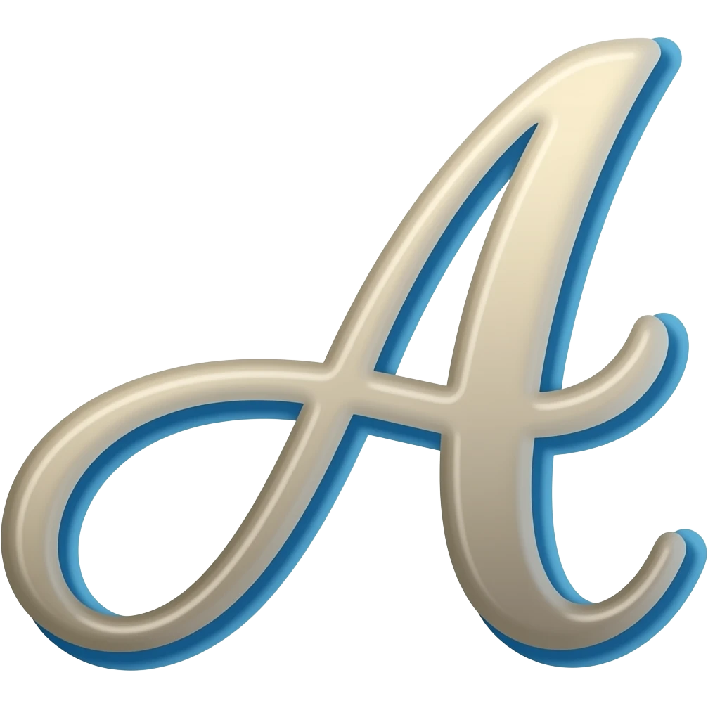 beige-blue letter uppercase a in a cursive style emoji